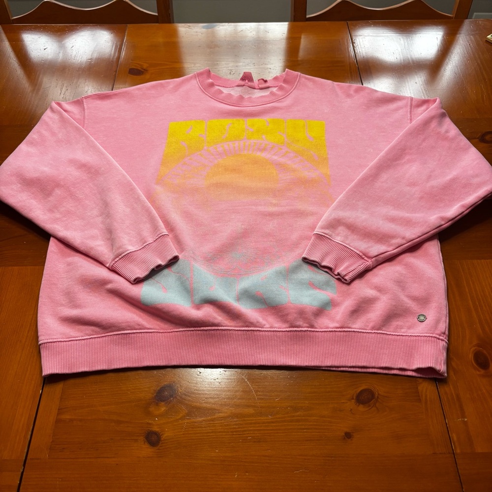 Roxy Lineup Pink Oversized Graphic Sweatshirt Size Small - Picture 15 of 16
